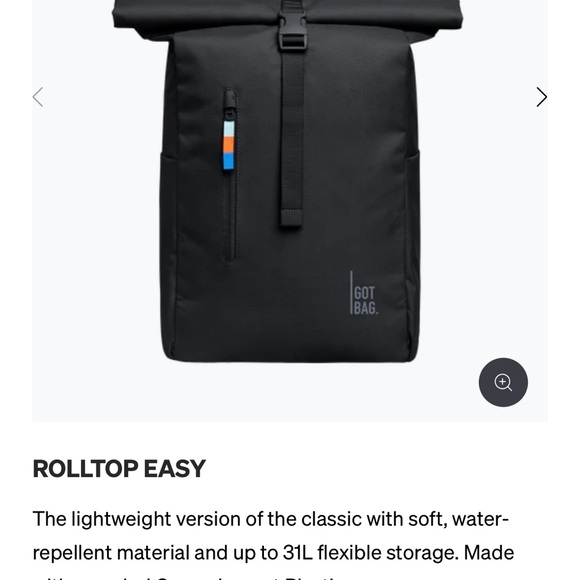 GOT BAG Sleek Black Rolltop Backpack for Urban Adventures - NWT - Picture 1 of 6